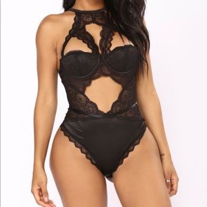 Black lace lingerie teddy NWT